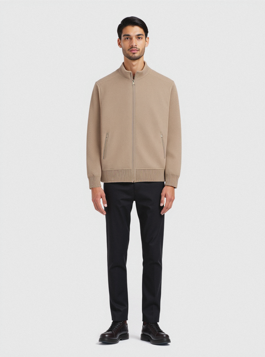 Elegant Sweater Med Lynlås Foran